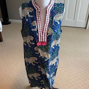 Printfresh Blue Shift Dress with Bagheera / Leopard and Floral Design size M